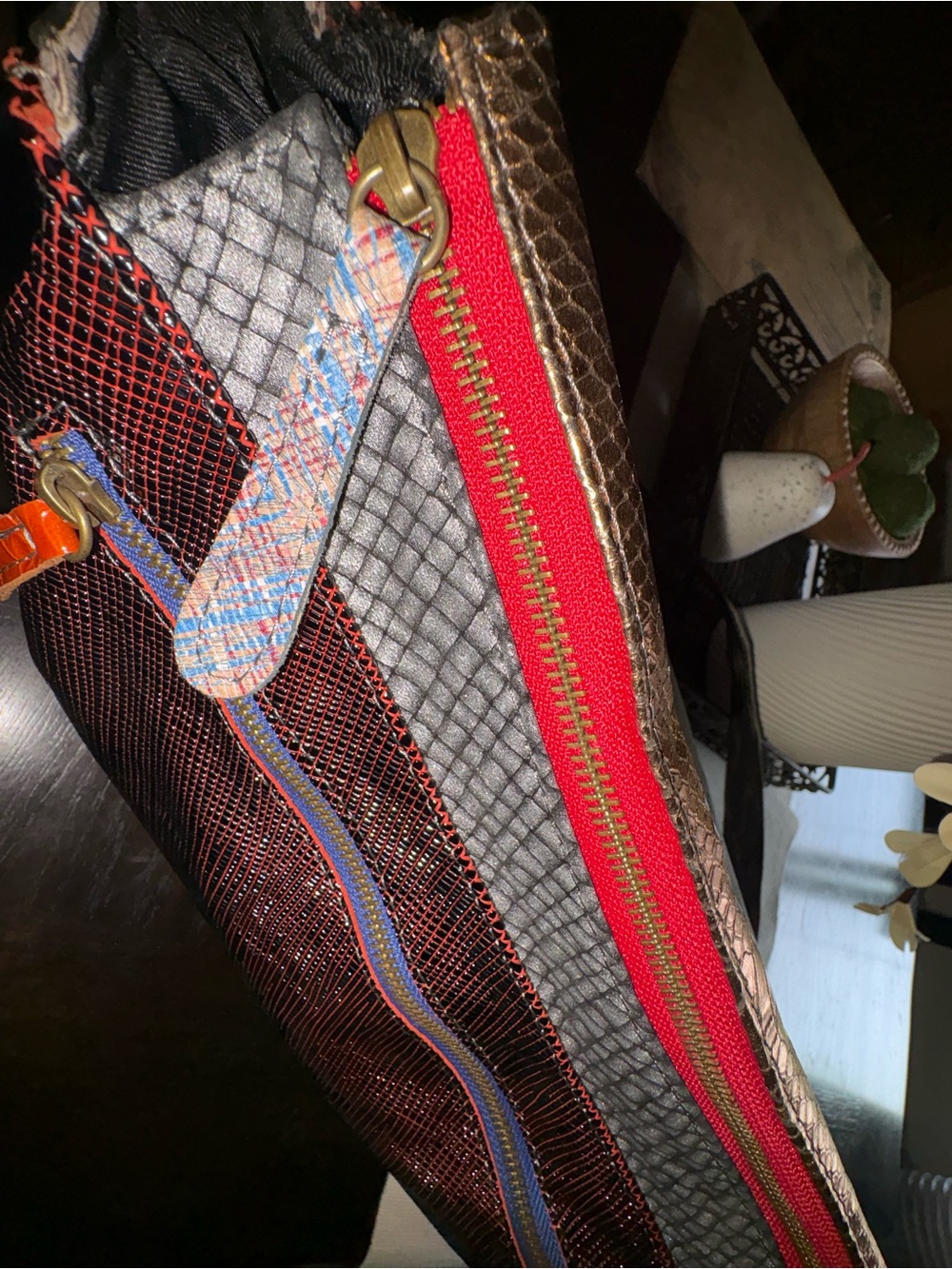 Ebarrito Italian Patchwork Leather Messenger Bag Crossbody Floral Art Unique - Picture 14 of 15